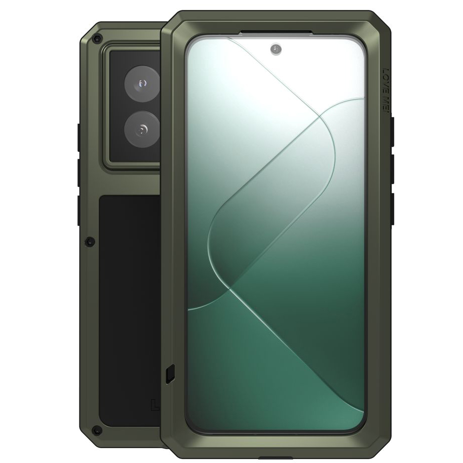 Etui Pancerne + szkło LOVE MEI Powerful do Xiaomi 14, zielone